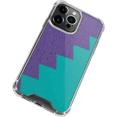 Purple Turquoise Zig Zag iPhone 15 Pro Clear Case